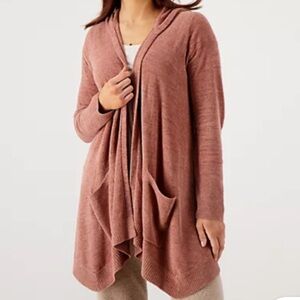 Barefoot Dreams - CozyChic Ultra Lite Hooded Seashore Cardigan Clay Size M